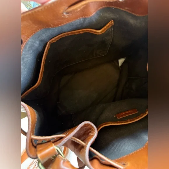 Madewell Lafayette Bucket Bag Brown English Saddle Leather crossbody Tote Purse - Picture 12 of 14